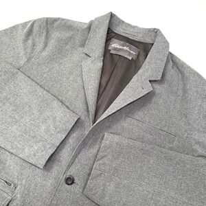Eddie Bauer Men's Grey Heathered‎ Blazer Jacket Mens 46 Notch Lapel Pockets
